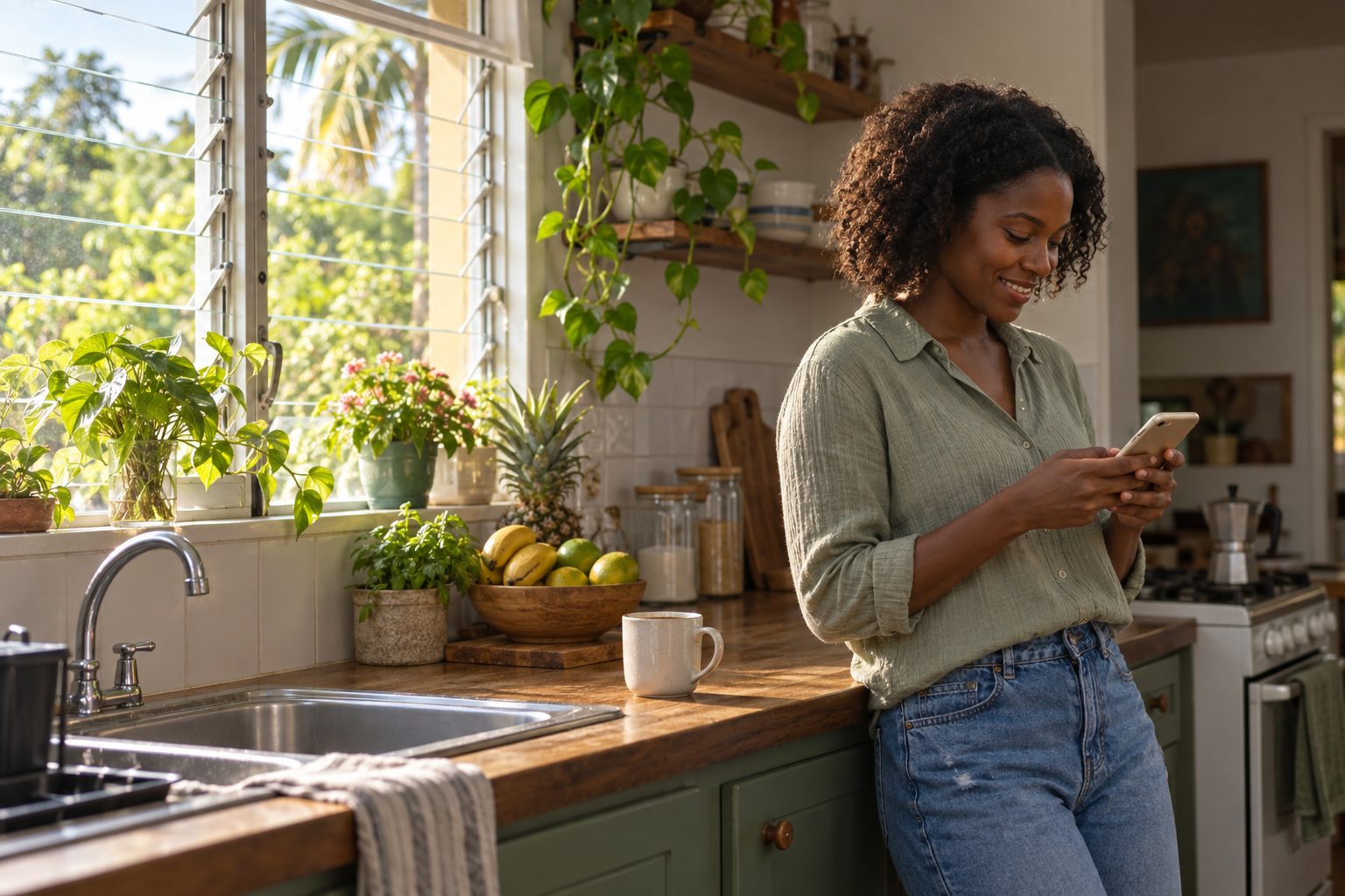 Weeks later, in her kitchen with her morning coffee, a reminder tells her the registration is due in two weeks.